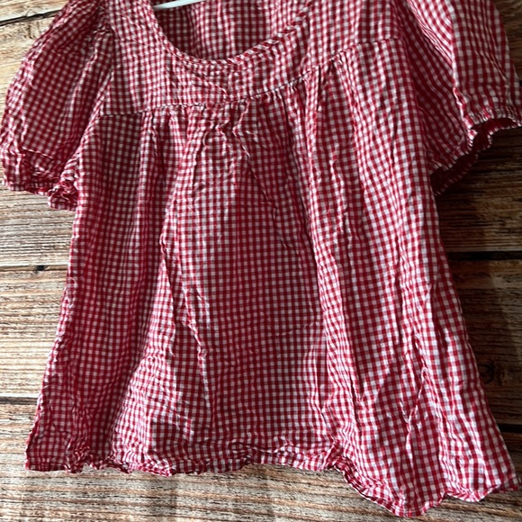 SHEIN Curve Retro Pin Up Red & White Checkered Peplum top - Picture 5 of 5